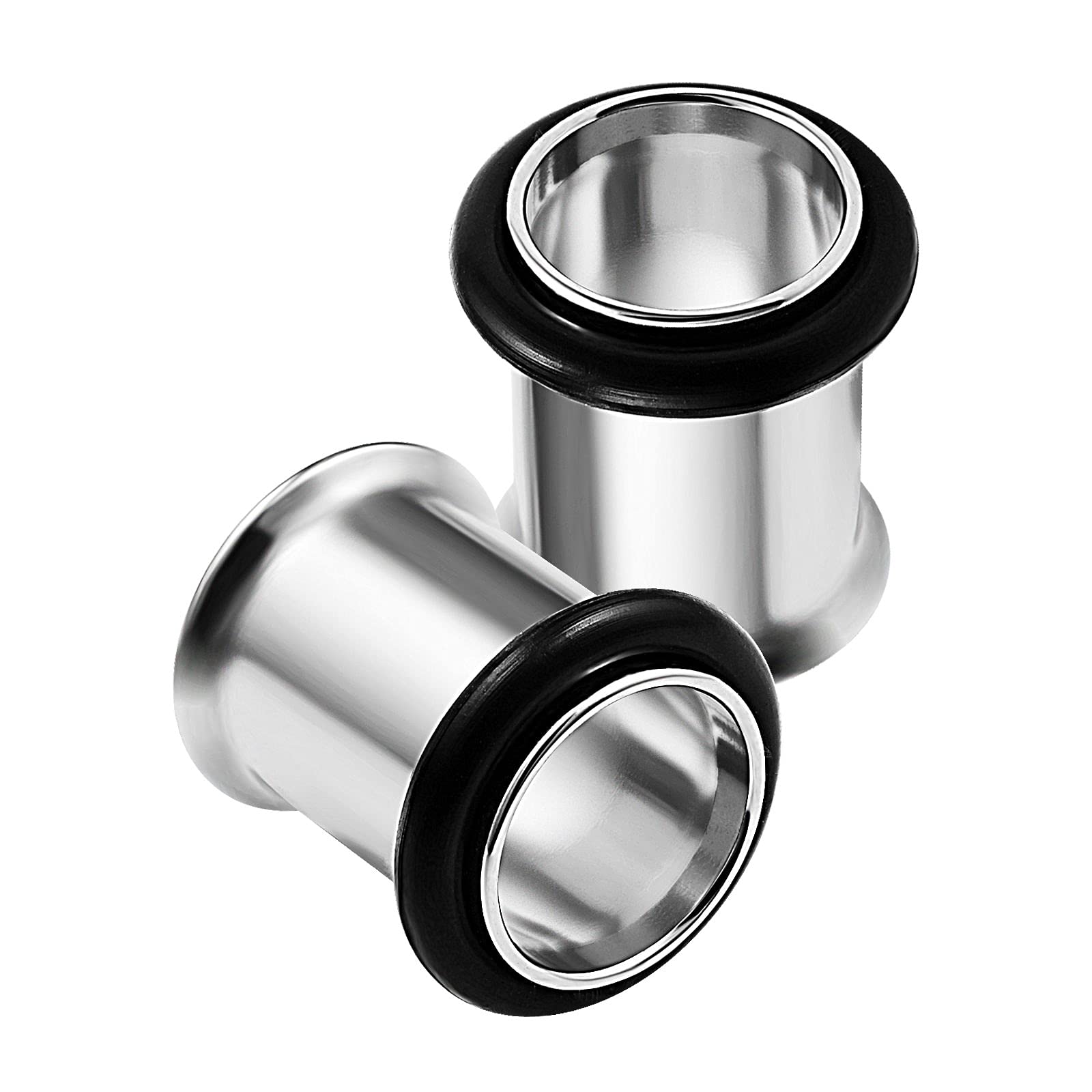 KJM FASHION 2PCS Stainless Steel 0g 8mm Single Flared Earring Stretcher Ear Tunnel Gauges Lobe Piercing Jewellery 1784