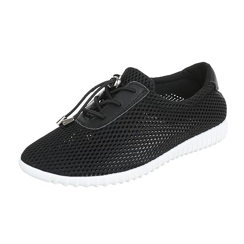 Low-Top Sneaker Damenschuhe Low-Top Luftig Leichte Schnürsenkel Ital-Design Freizeitschuhe