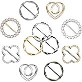11PCS Scarf Ring Clip T-shirt tie clip for Women Fashion Metal Round Circle Clip Buckle Clothing Waist Tightene with 1 Storage Box