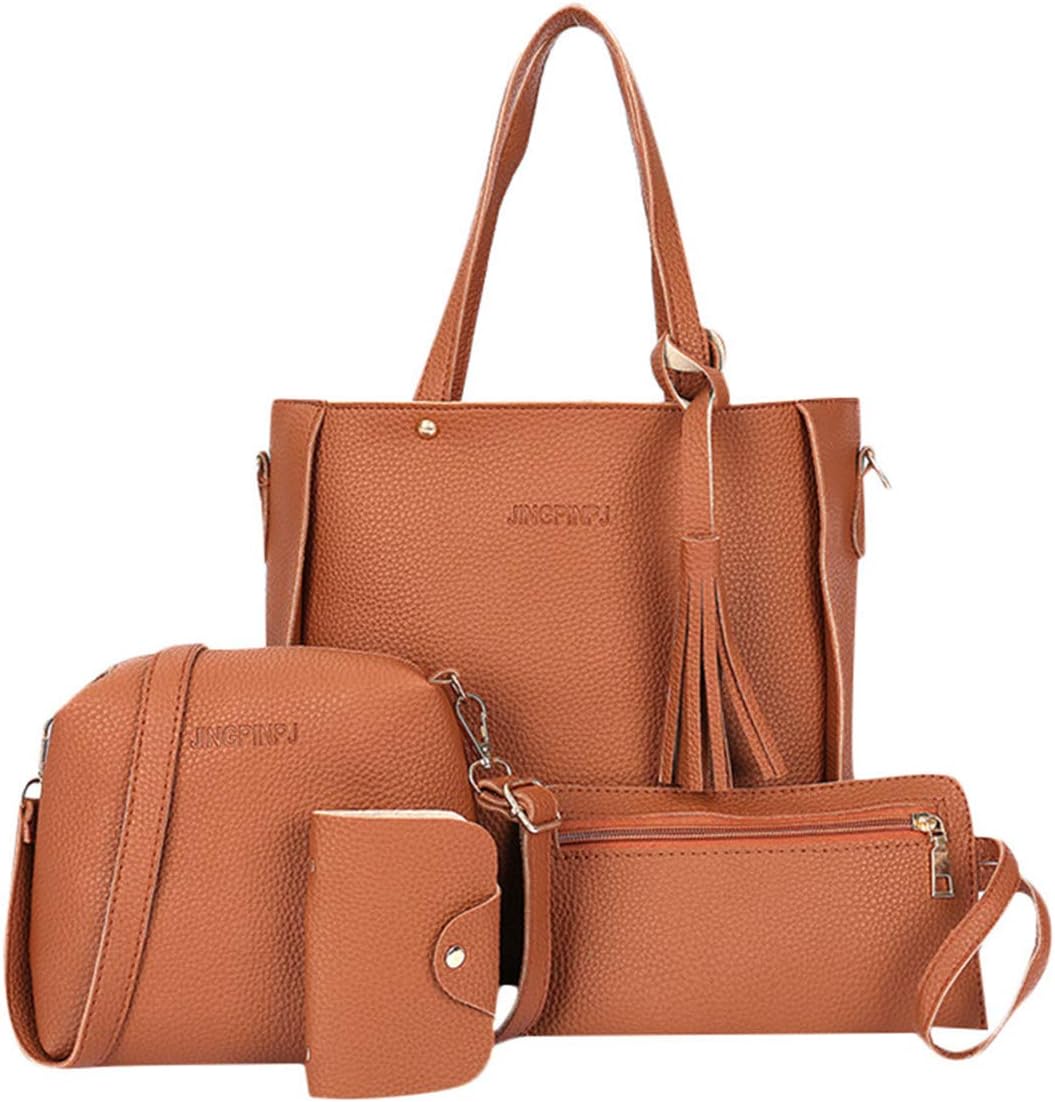 4pcs Women Leather Handbag Shoulder Bags Tote Purse Messenger Satchel