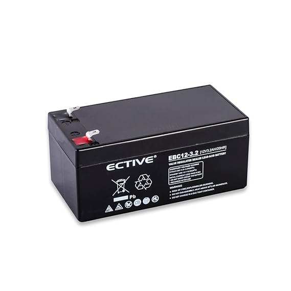 ECTIVE Bleiakku 12V 3,2Ah Zyklenfester Blei Akku EBC-Serie in 10 Varianten: 2,3Ah - 28Ah (wartungsfrei) 