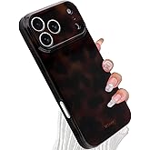 Wlxee for iPhone 17 Pro Max Case, Aesthetic Tortoise Shell Leopard Pattern, Slim Shockproof Translucent Matte Brown deep Cover, Full Camera Protection with Screen Protector, Trendy Case for Women
