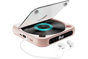 Portable CD Player for Car with Bluetooth 5.3, Rechargeable Mini CD Player with HiFi Speakers, USB/AUX Support, Compact Light