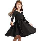 Stelle Long Sleeve Girls Dress Toddler White Dresses Skater Twirl Cotton A-Line Dress for School Casual
