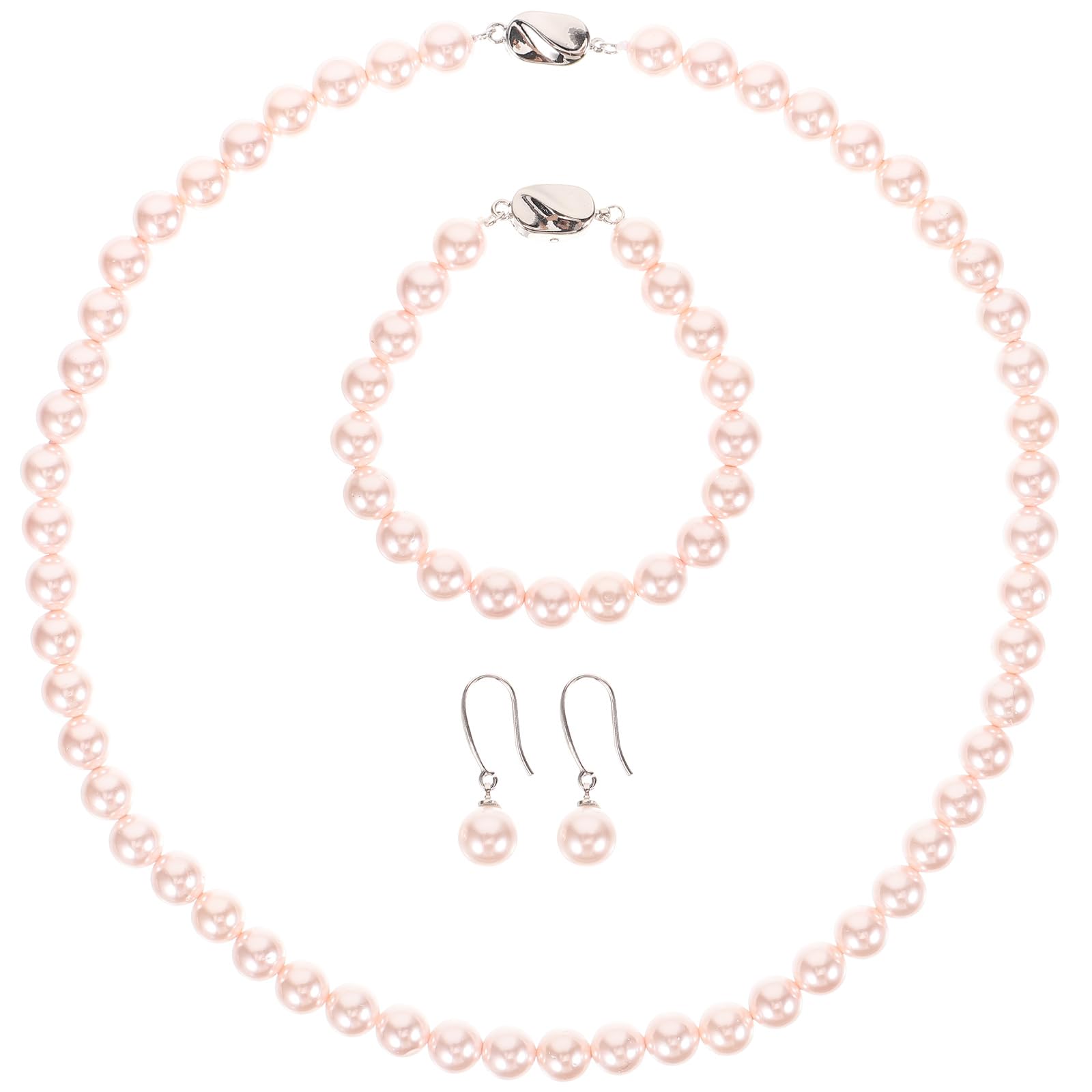 Holibanna Shell Pearl Jewelry Set for Women - Adjustable Faux Pearl Necklace Choker Simulated Bracelet and Earrings Lightweight Fashion Jewelry for Daily Wear and Parties