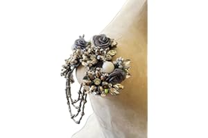 PLune 3D Three-Dimensional Flower Rhinestone Applique Sewing Shining Beads Stones Trim Crystal Fringe Patches for Dress Clothes Accessories 5.5X6.2inches (Gray,A)