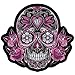 Hot Leathers, PINK SUGAR SKULL AND ROSES, High Quality Iron-On / Saw-On, Heat Sealed Backing Rayon PATCH - 4" x 4"