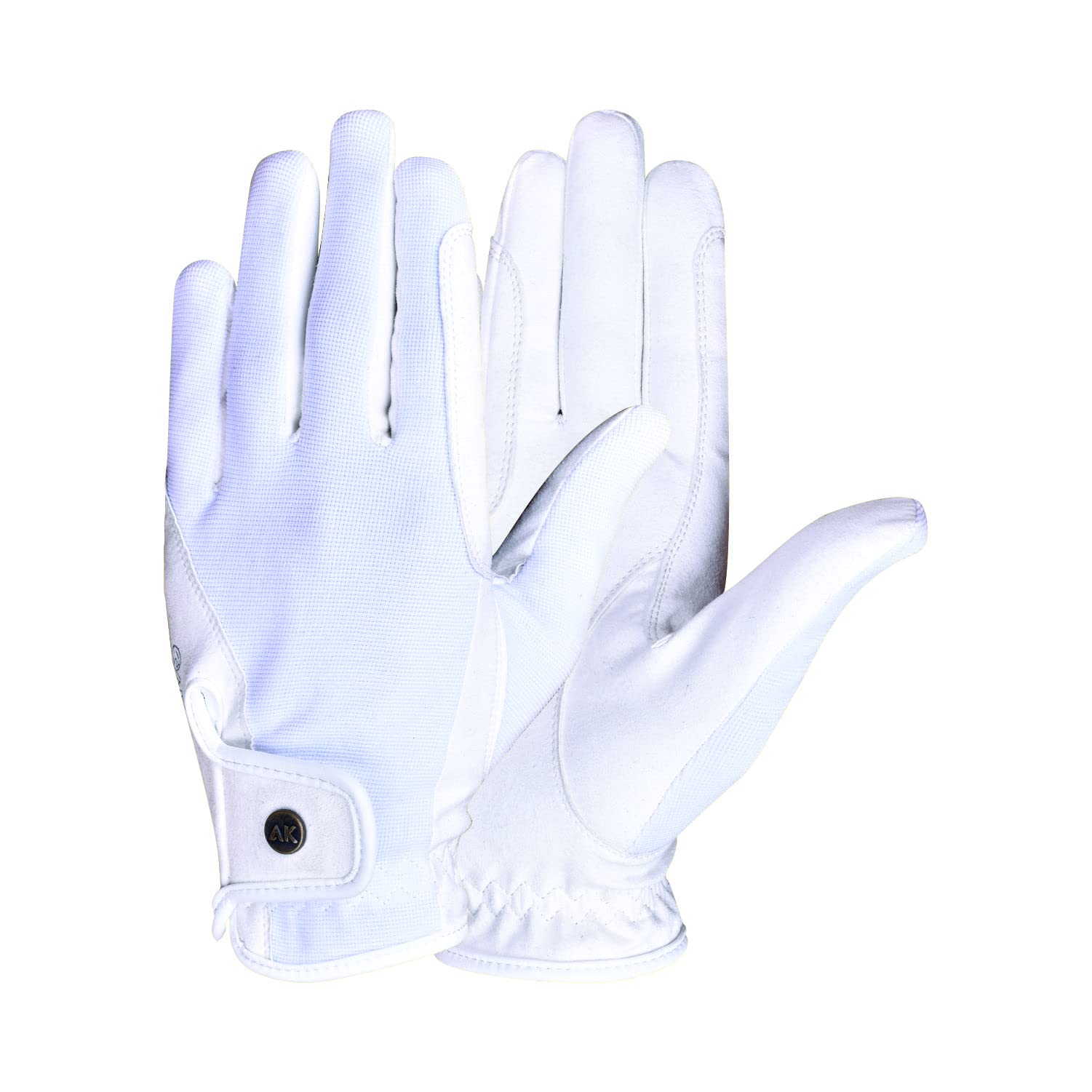 AK Fine Tech Micro Suede Riding & Multifunctional Horse Riding Gloves AKRS-8484 (M, White)