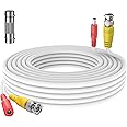 SLLEA 50FT Pre-Made All-in-One BNC Video and Power Cable Security Camera Wire Cord for CCTV DVR Surveillance System (White)