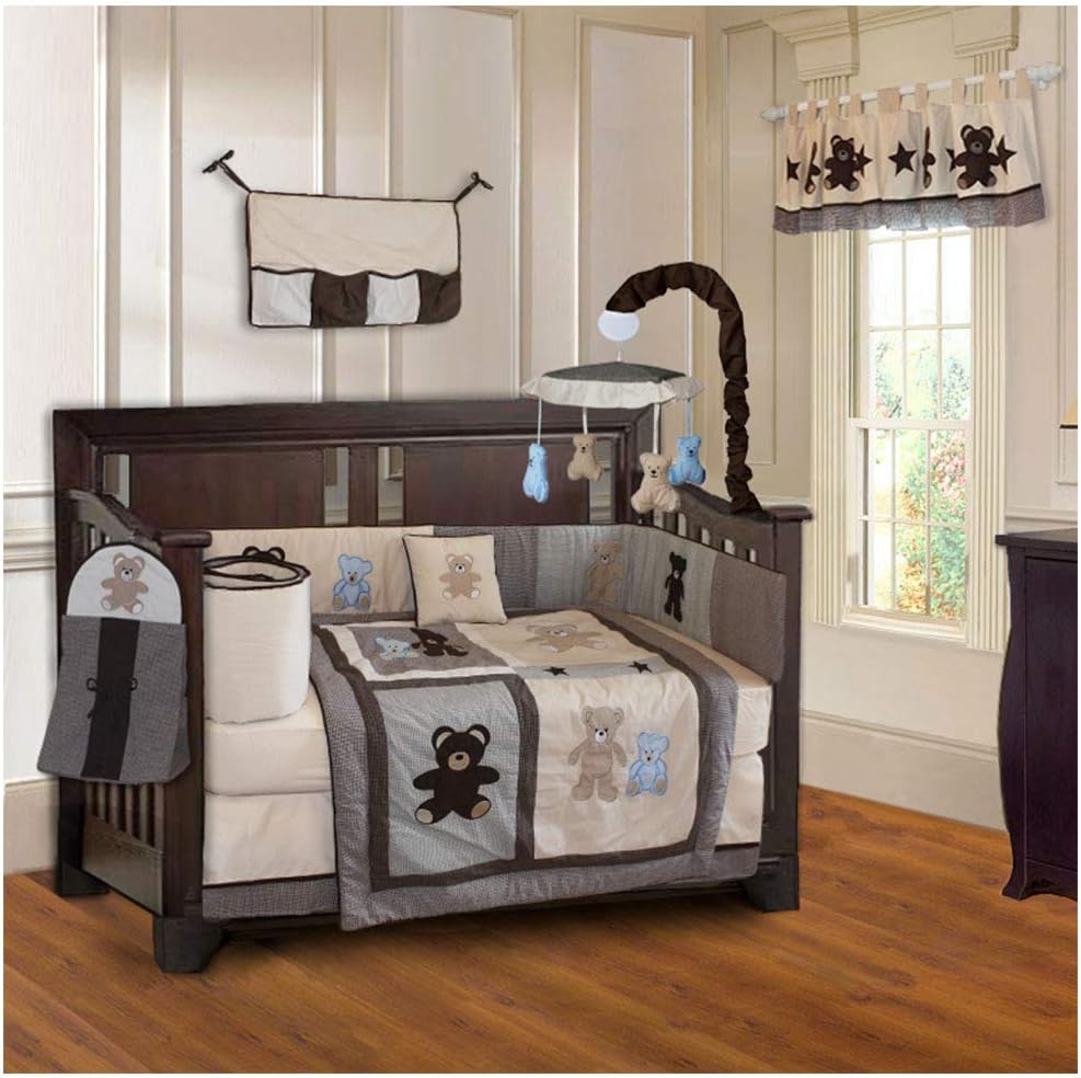 BabyFad Teddy Bear 10 Piece Baby Crib Bedding Set