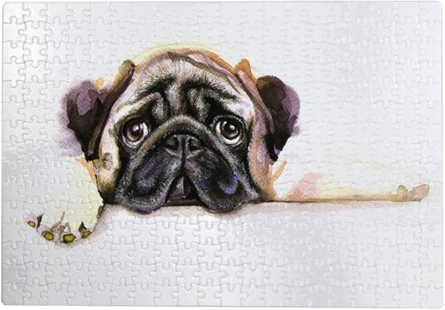 Amazon Zhongji ジグソーパズル 500 ピース ピース 水彩かわいい子犬パグ犬 大人 子供 の木製ジグソーパズル ホリデーギフト脳ゲーム 減圧玩具 親子 家族 インタラクティブな 組み立てジグソーパズル 木製パズル おもちゃ