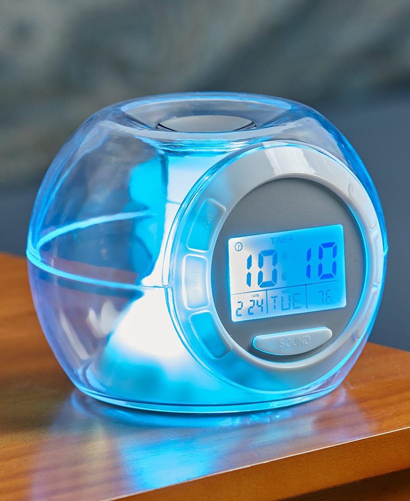 The Lakeside Collection Color-Changing Alarm Clock with Soothing Nature Sounds and Digital Face