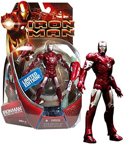 Marvel Year 2007 Iron Man 1 Movie Series 6 Inch Tall Figure - Repulsor Red Prototype IRON MAN with Repulsor Blast Missile Launcher
