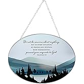 Dicksons Do Not Be Anxious - Philippians 4:6, Blue/Grey 9 x 6 Inch Metal/Glass Window Suncatcher