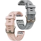 OUTVI Watch Band for Garmin fenix 5s 6s 7s pro solar silicone light gold buckle quick fit 20mm bands Replacement for garmin epix pro gen 2 42mm Descent Mk2s/3/3i for women