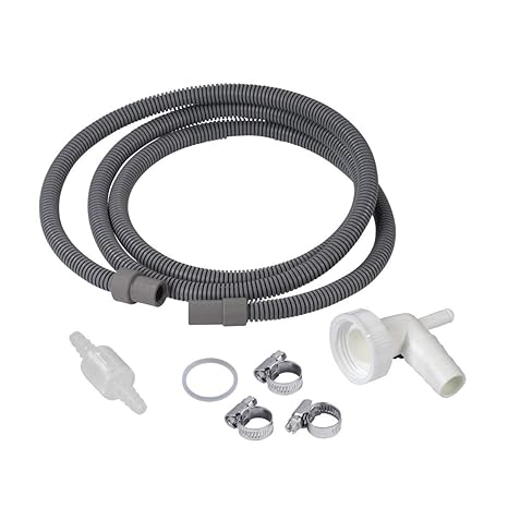Xavax 7-teiliges Ablaufschlauch-Set für Trockner und Waschmaschine (Ablaufschlauch 1,5m, Siphonanschluss inkl. Dichtungsring,