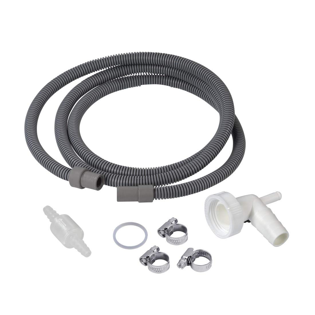 Xavax Drain Hose Set for Condenser Dryers | 1 Drain Hose | 3 Hose Clamps | 1 Check Valve | 1 Siphon Connection with Seal