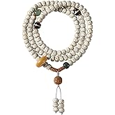 Mansiyuyee 8mm 108 Mala Beads Bracelet for Men Natural Wooden/Bodhi Bead Necklace as Buddhist Meditation Prayer Beads