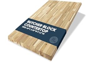 AllForWood 48''L x 25''W x 1.5''Th Acacia Butcher Block Countertop, 4ft L x 25" W, 1.5in Thick Unfinished Solid Wood Butcher Block Table Top for DIY Washer Dryer/Kitchen/Workbench