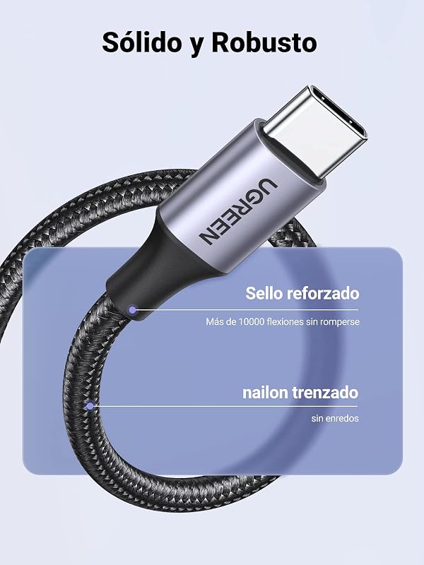 Cabo de carregamento rápido USB C QC3.0 3A 480Mbps Nylon entrançado (0,5M,1Pack)