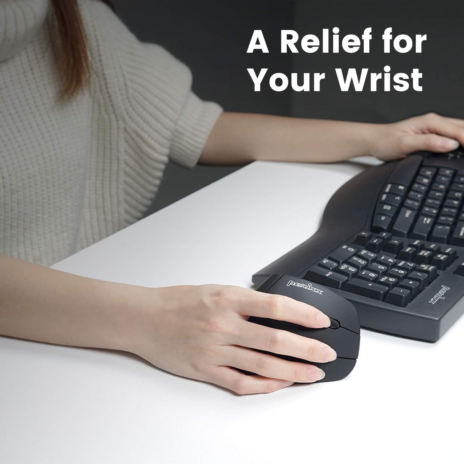 Perixx PERIMICE-715II Wireless Ergonomic Vertical Mouse - 2.4 G - 800/1200/1600 DPI - Right Handed Natural Ergonomic Vertical Design - Image 4