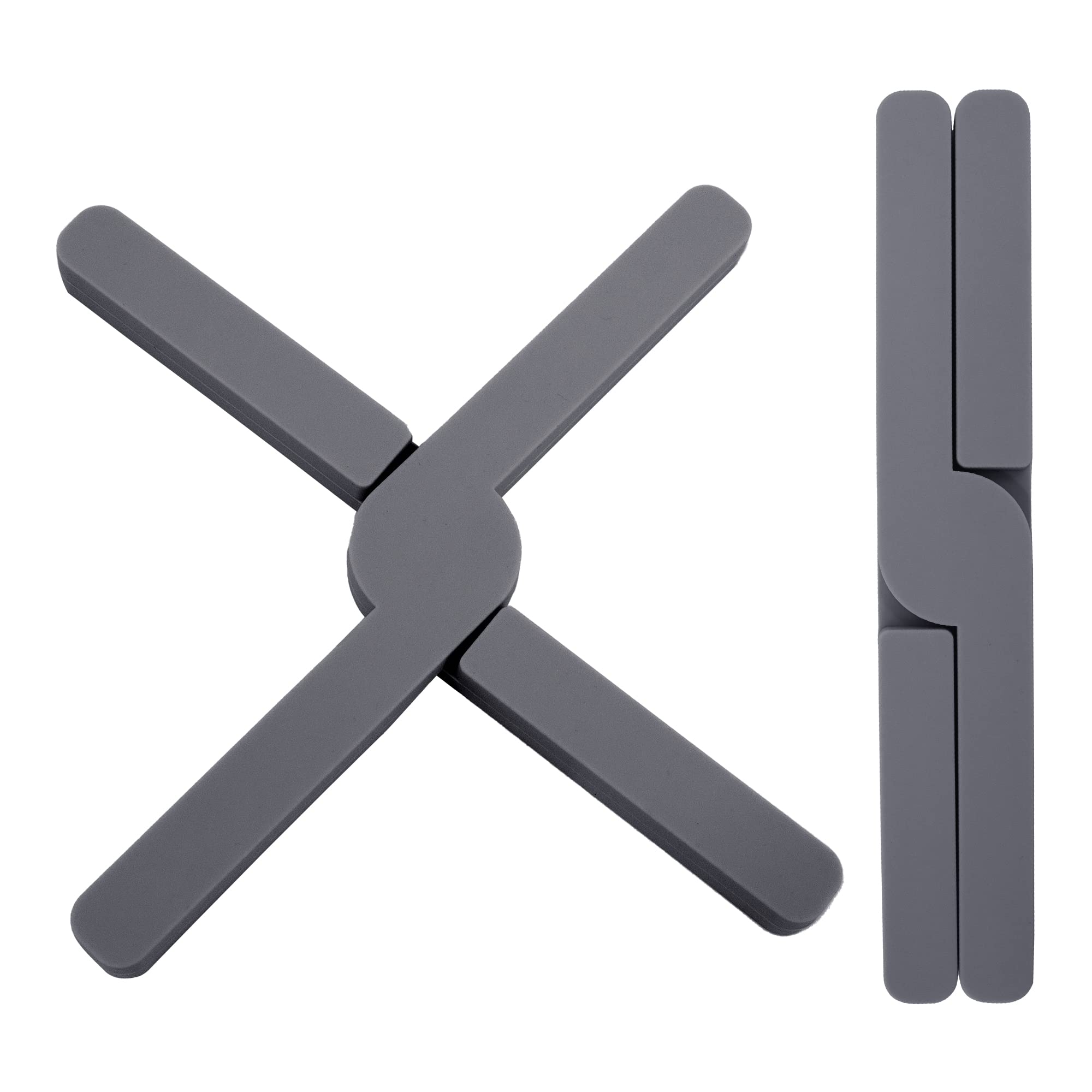 Time to Sparkle 2 Pack Durable Heat-Insulating Silicone Pot Holders Non-Slip Placemat Trivet, Coffee Cup PVC Coaster Home Tea Coaster Bowl Placemat Coaster Foldable Dark Grey