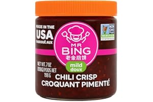 Mr Bing Mild Chili Crisp – Crunchy Garlic Chili Oil – 7oz Jar
