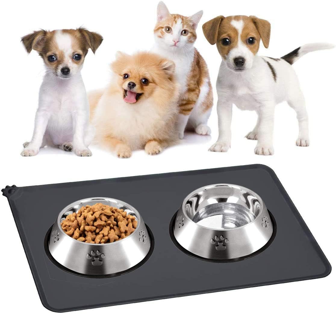 Jiuhao Dog Cat Food Bowl Mat, Silicone Pet Feeding Mat Wipe Clean, Non Slip, Prevent Food Spills, Large (21.6inx15in) - Image 4