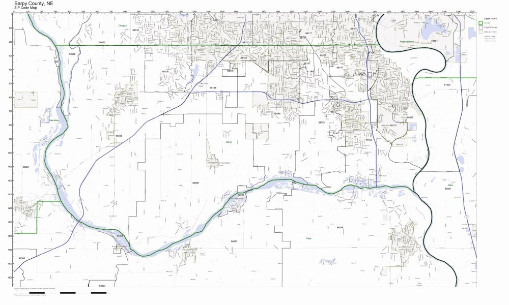 Sarpy County Zip Code Map Sarpy County, Nebraska Ne Zip Code Map Not Laminated: Office Products
