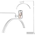 SOFIDA Eyelash Tech LED Floor Lamp Adjustable Brightness Rotatable Half Moon Standing Lamp Lash Extension Artists Light Beauty Skincare Eyebrows Tattoo Phone Holder Facial Salon Makeup (White)