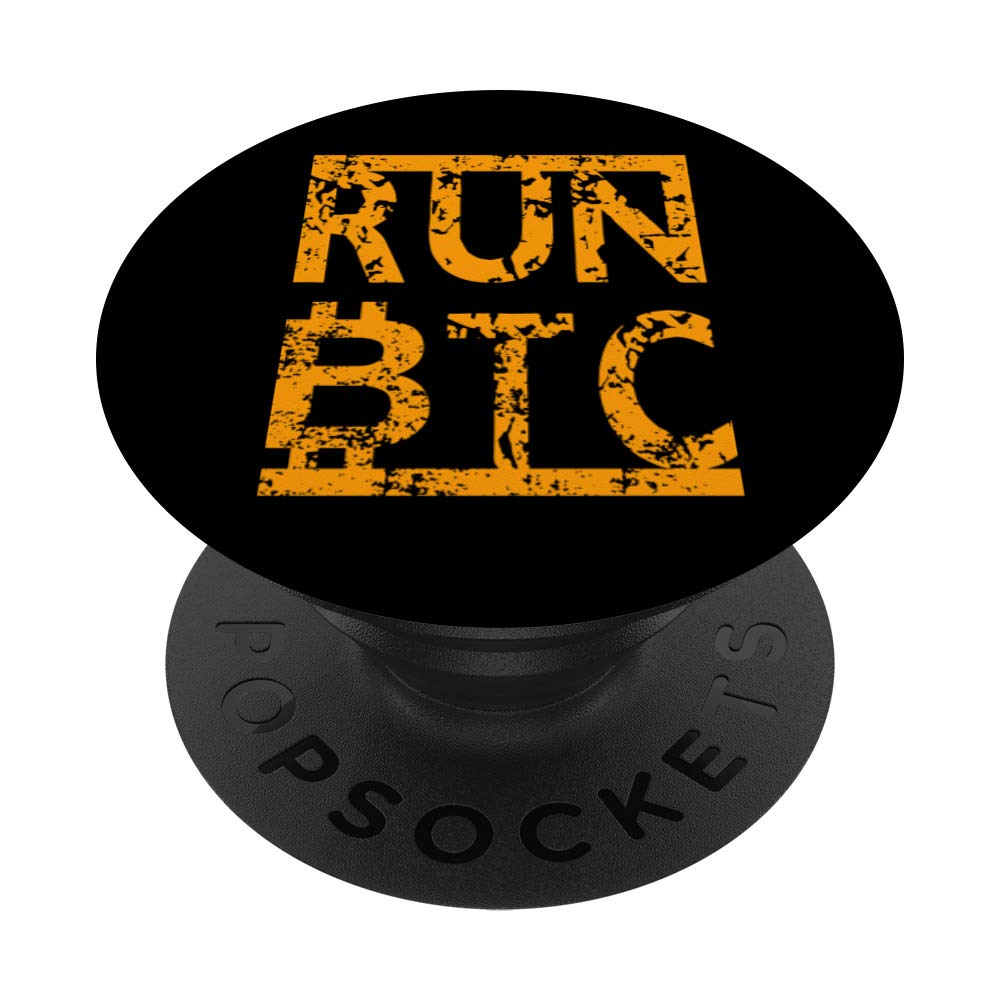 Run BTC Bitcoin Wallet Money Crypto Coin Blockchain Gift PopSockets PopGrip: Swappable Grip for Phones & Tablets