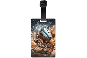 Rugby on Fire Printed Luggage Tagâ€“ID Reader, Easy to Identify, Privacy Protection,for Suitcases and Travel Bags