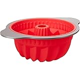 Amazon Basics Silicone Bundt Cake Pan - 9-Inch, Red