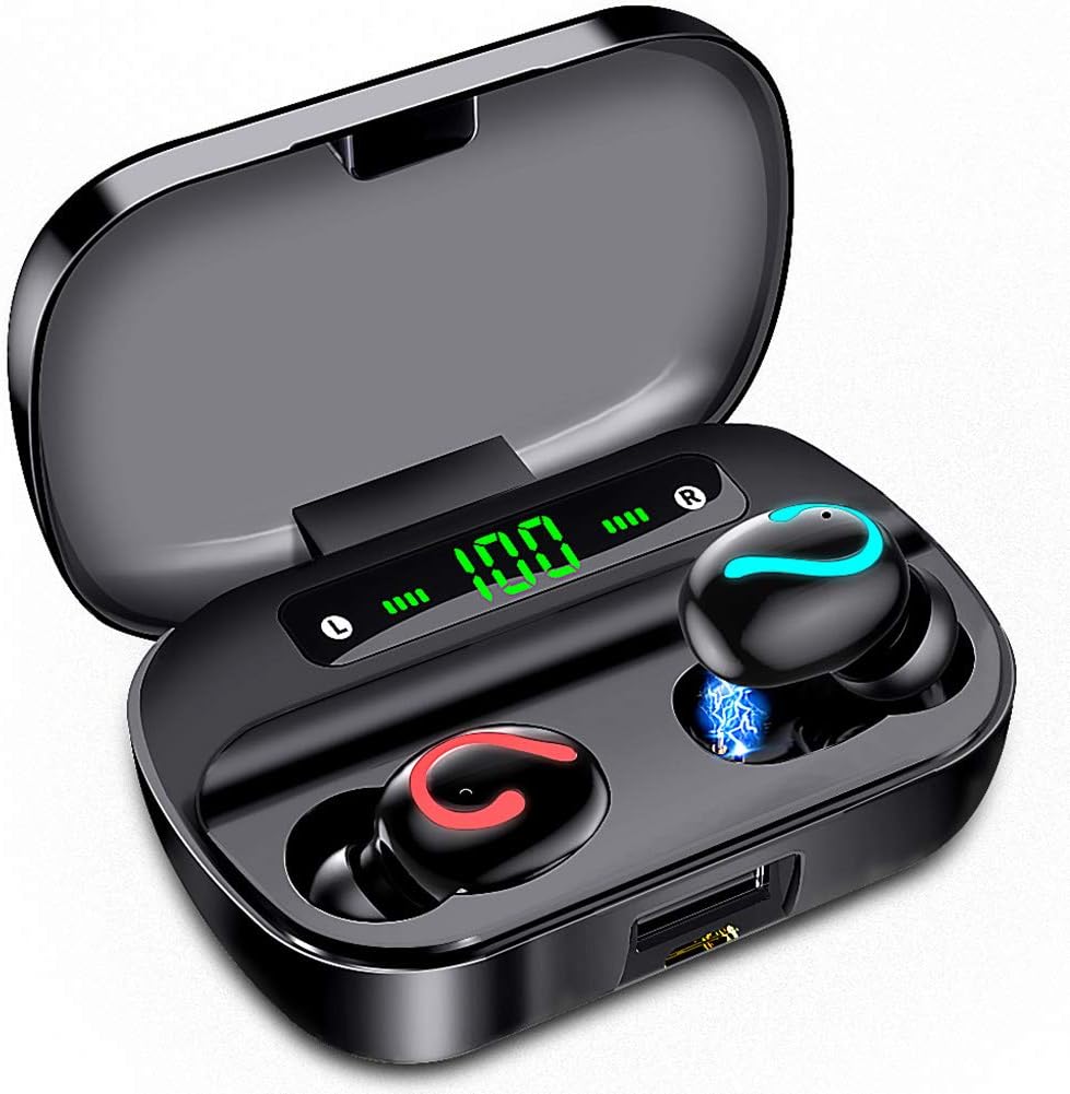 Wireless Earbuds,Bluetooth Earbuds IPX7 Waterproof Headphones TWS Bluetooth 5.0 HD Stereo Wireless Earphones with Charging Case LED Battery Display Built-in Dual Mic