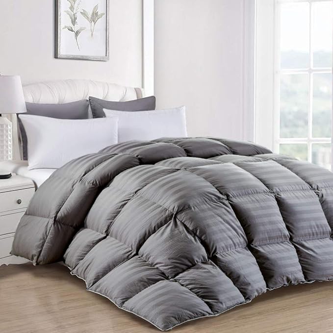 MoSurprise Duvet 100 Goose Down Duvet Grey Striped Single Size 10.5