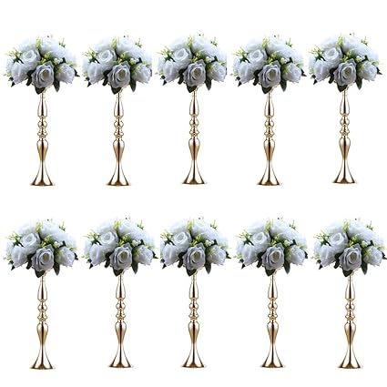 Sfeexun 1 Pc Tall Metal Vase For Wedding Centerpieces Decoration