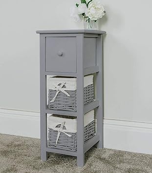 Other Tall Slim Bedside Table Grey Amazon Co Uk Kitchen Home
