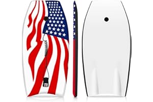 LYNNON Bodyboard for Beach 42 inch Premium Body Boards with Wrist Leash Super Lightweight Surf Boards EPS Core HDPE Slick Bottom for Adults Kids Beginners Any Surfing Rider Level