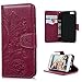 For iPhone 6 Case, iPhone 6S Wallet Case, Premium Soft PU Leather Notebook Cover Embossed Totem Flower Design Case Kickstand Function Card Holder and ID Slot Slim Flip Protective Skin Shell, Rose