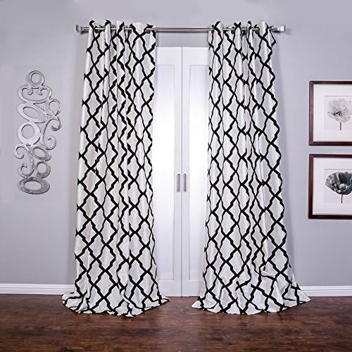 Lambrequin Trellis Bold Flocked Curtain Panel