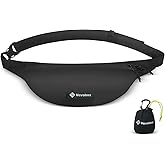 Vavabox Extremely Light Fanny Packs for Women, Crossbody Bag for Men Travel Bum Bag With 2 Zippers Water-Resistant Waist Bag for Running Walking Hiking (Black)