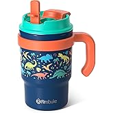 Fimibuke Kids Insulated Tumbler with Handle & Straw - 16oz Leak Proof Toddler Tumbler with Sip/Swig 2-in-1 Lid, BPA FREE 18/8 Stainless Steel Kids Water Bottle Drinking Cups Travel Mugs for Boys Girls