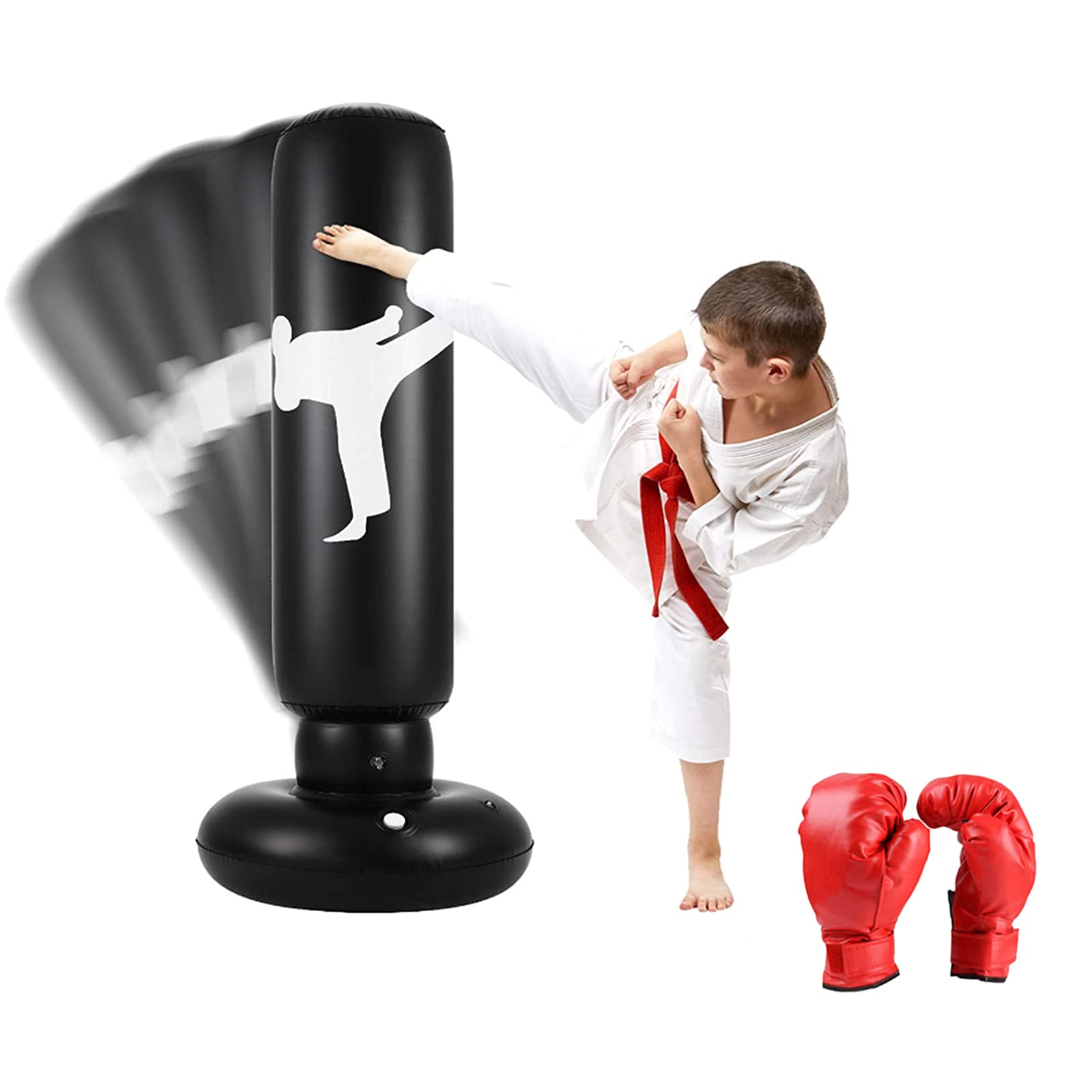 APPO Children's inflatable sandbag independent heavy boxing bag 160cm, can stand freely, can be used for pressure relief fitness training (children's boxing bag)
