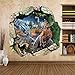 Zooarts Dinosaur Cracked Wall Removable Vinyl Mural Art Wall Sticker Decal