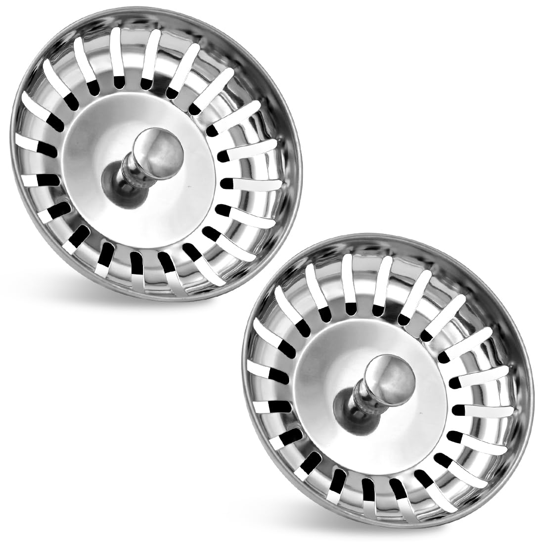 LICQIC Kitchen Sink Accessories, Stainless Steel Leak Proof Kitchen Sink Strainer Plug for Kitchen Sink Bowl, Diameter 80 mm (2 PCS)