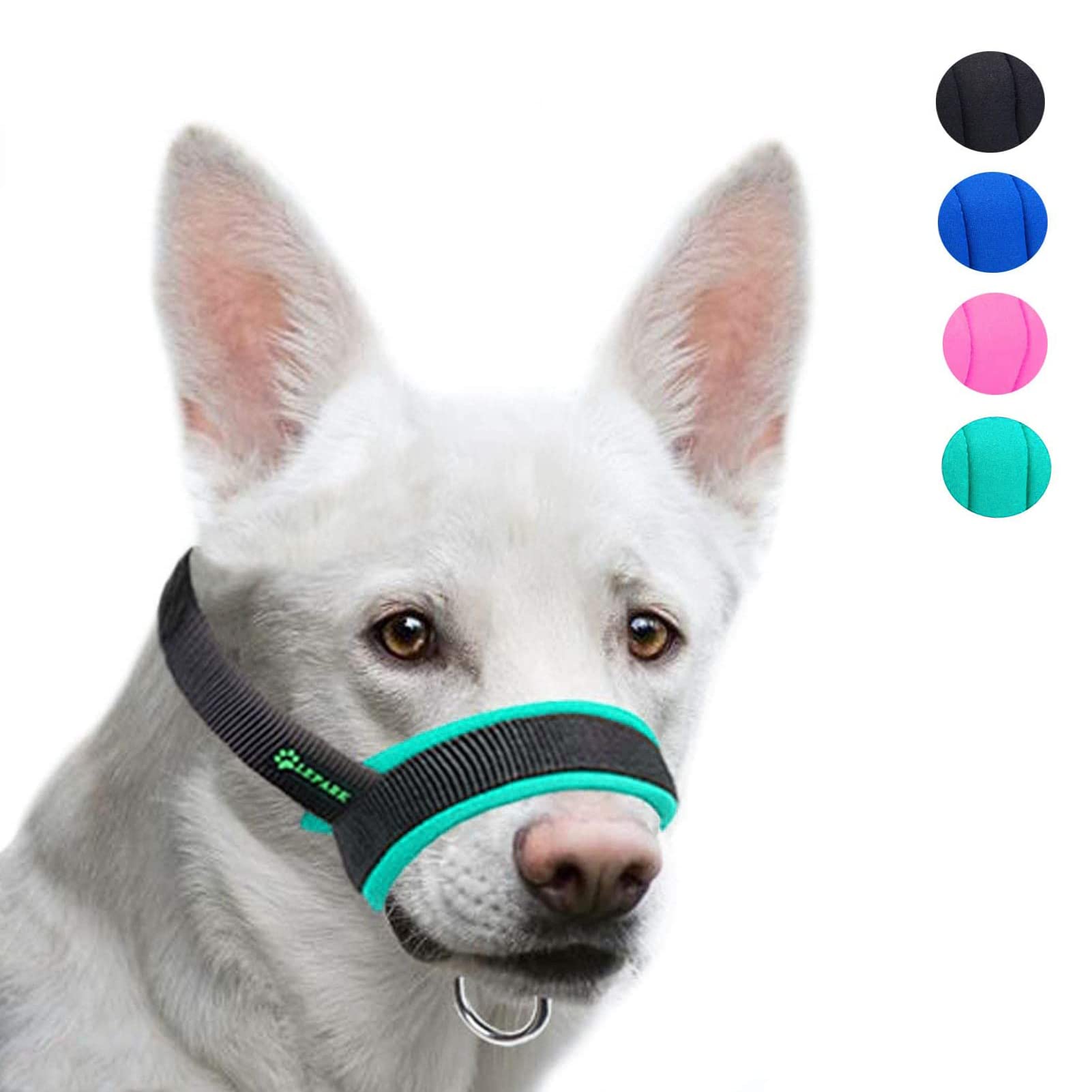 Dog Muzzle with Soft Fabric Padded to Prevent Biting, Chewing, for Small, Medium and Large Dogs, Adjustable and Breathable(XL, Green)