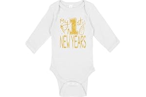 Aiden's Corner Handmade Holiday Baby New Year Bodysuit - Boy Girl Gold Metallic My First New Years Outfit