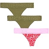 Bonds womens Underwear Thong Pack, Lace-top Icons Panties for Women, Stretchy Cotton-blend, Low-rise Underwear, 3-pack