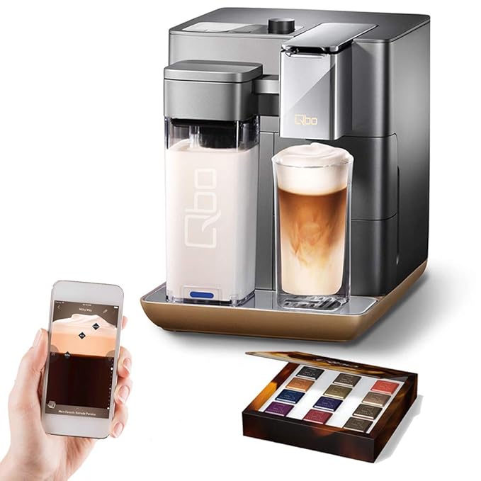 Tchibo Qbo You-Rista Kaffee Kapselmaschine inkl. Milchaufschäumer - Amazon Alexa kompatibel (Echo Dot) Grey Matt