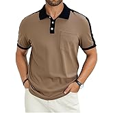 LuxMania Men's Casual Polo Shirts Short Sleeve Classic Button Shirt Fashion Cotton Golf Tops with Pocket